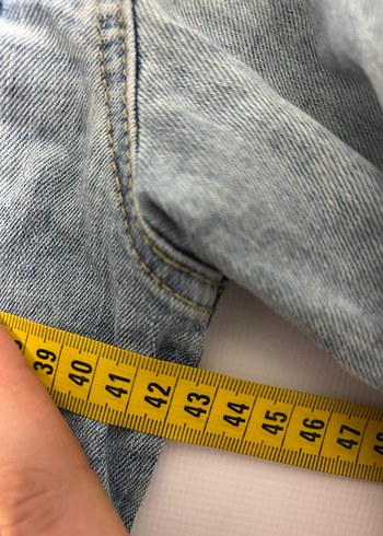 Düğmeli Mavi Batik Desenli Denim Ceket - Görsel 4