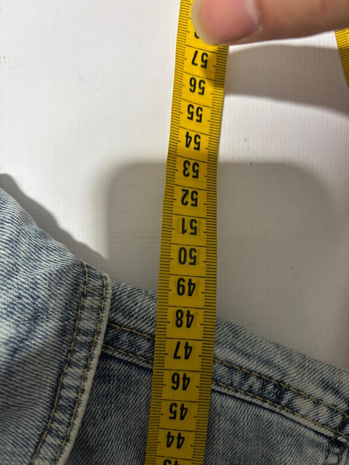 Düğmeli Mavi Batik Desenli Denim Ceket - Görsel 5