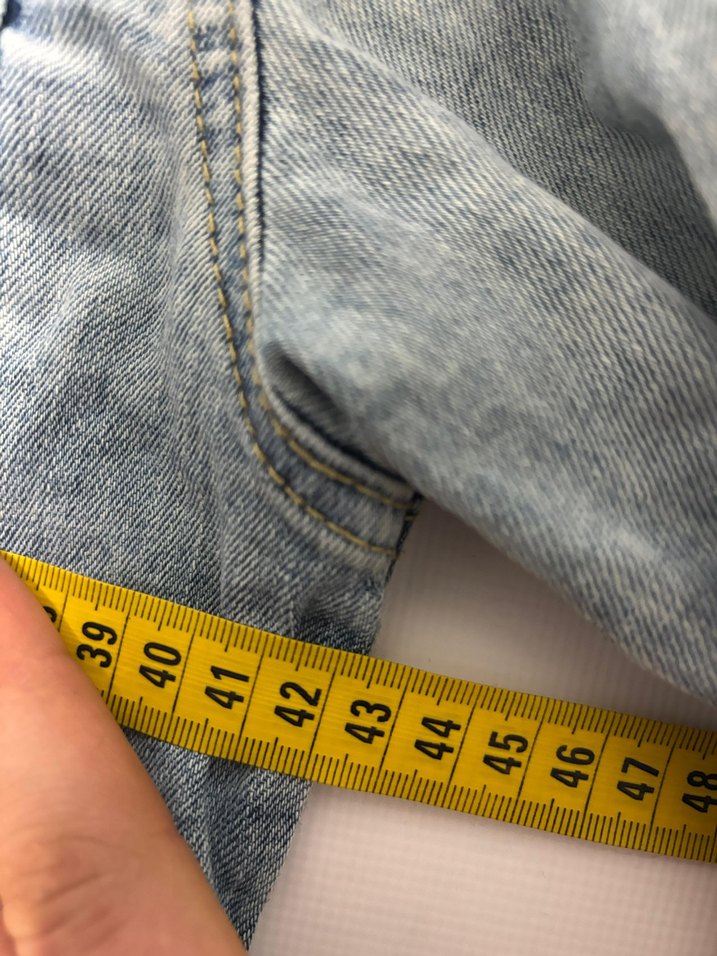 Düğmeli Mavi Batik Desenli Denim Ceket - Görsel 4