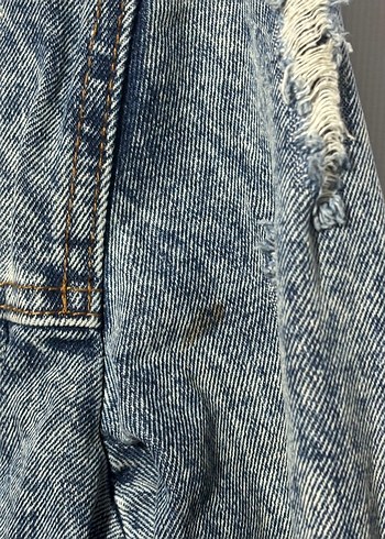 Düğmeli Mavi Bağlamalı Denim Ceket - Görsel 3