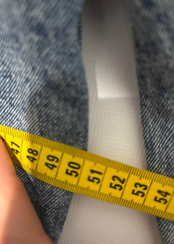 Düğmeli Mavi Bağlamalı Denim Ceket - Görsel 5