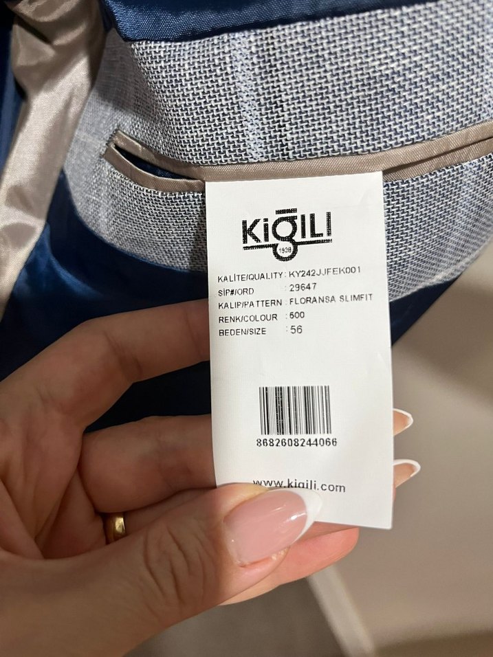 Gri Kareli Erkek Blazer Ceket, 56 Beden 0 Drop - Görsel 3