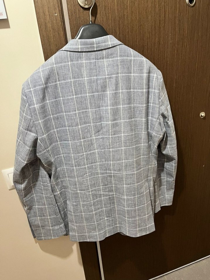 Gri Kareli Erkek Blazer Ceket, 56 Beden 0 Drop - Görsel 4