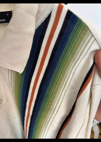 Bohem Tarz Gri Beyaz Örgü Uzun Kollu Erkek VINTAGE Kazak - Görsel 2