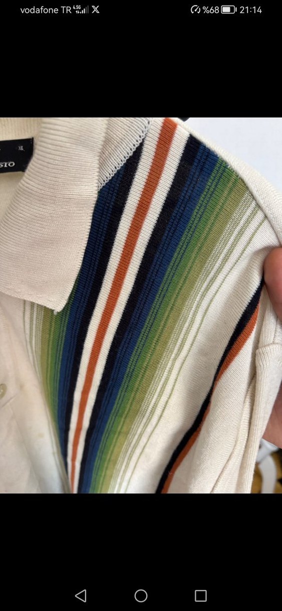 Bohem Tarz Gri Beyaz Örgü Uzun Kollu Erkek VINTAGE Kazak - Görsel 2