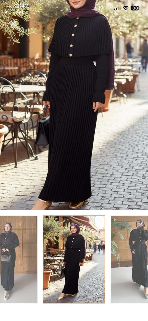 Siyah Pilili Uzun Triko Elbise - Görsel 2