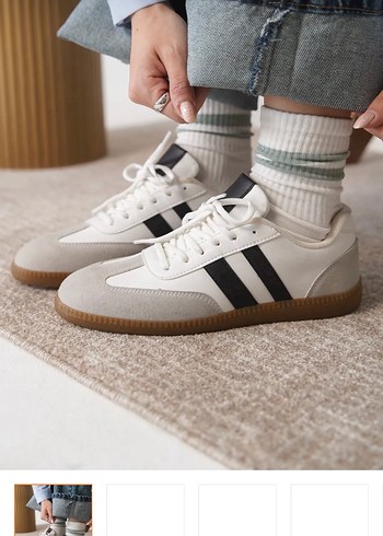 Gri Zebra Desenli Beyaz Sneakers