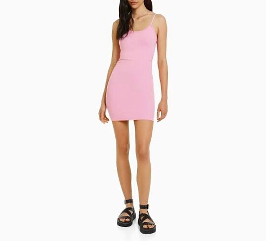 bershka kısa çapraz askılı elbise