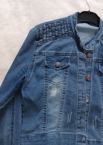 Mavi Düğmeli Kadın Denim Ceket - Görsel 4