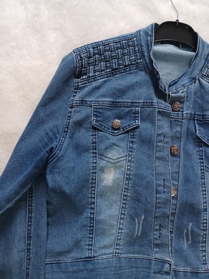 Mavi Düğmeli Kadın Denim Ceket - Görsel 4