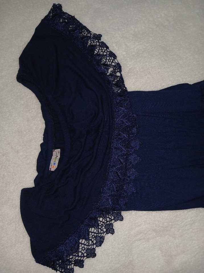 kız çocuğu lacivert Dantelli Uzun Tulum - Görsel 2