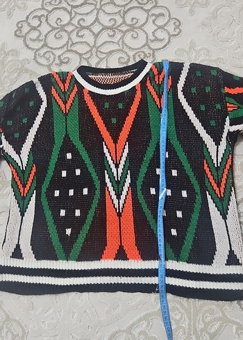 Diğer Renkli Bohem Desenli Triko Kazak