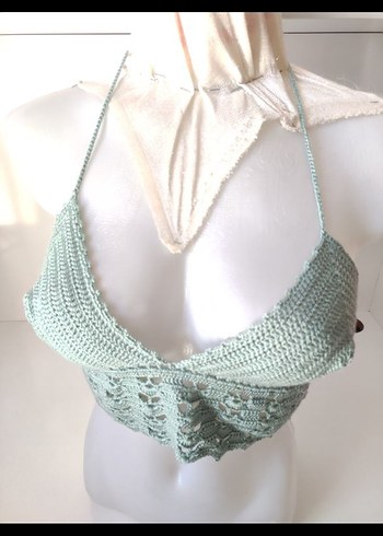 Dantel Detaylı V Yaka Örgü Büstiyer - Görsel 2