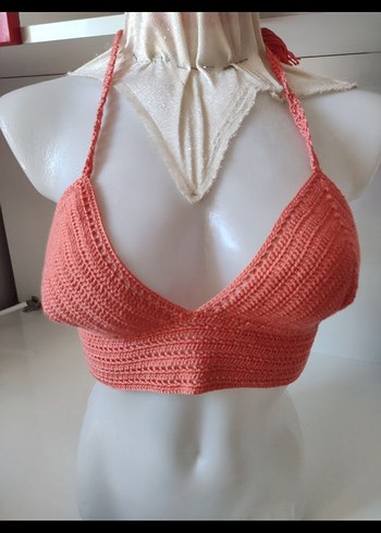 Pembe Örgü Mini Büstiyer - Görsel 2