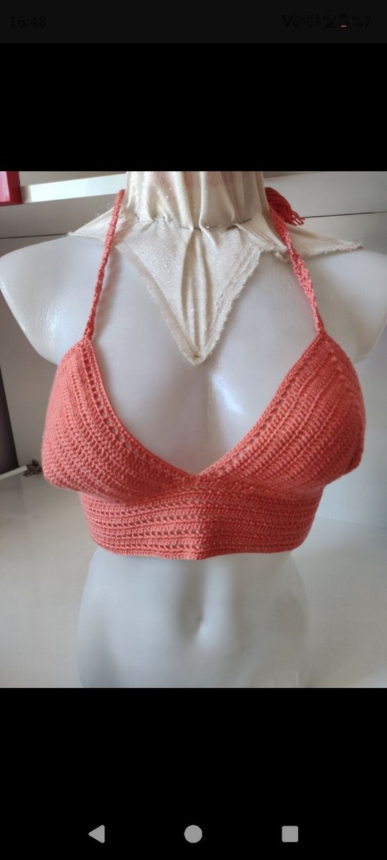 Pembe Örgü Mini Büstiyer - Görsel 2