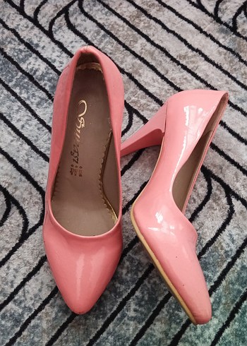 Parlak Pembe Stiletto Yılan Desenli Kadın Ayakkabı - Görsel 2