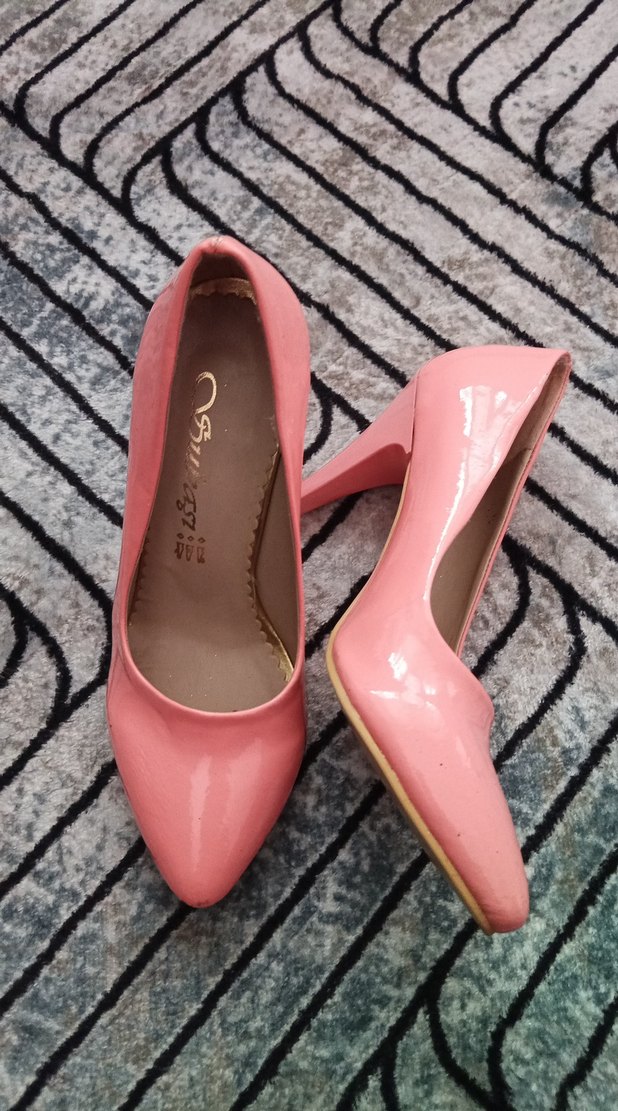 Parlak Pembe Stiletto Yılan Desenli Kadın Ayakkabı - Görsel 2