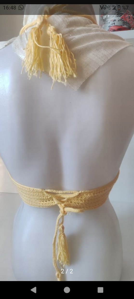 Sarı Örgü Bohem Büstiyer - Görsel 2