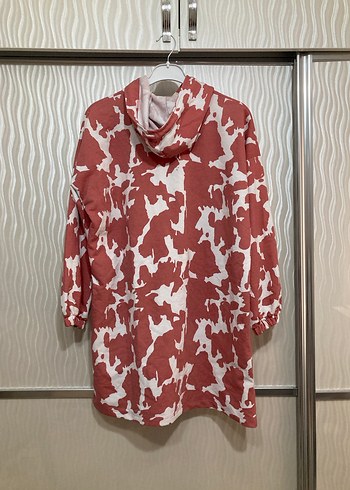 Kapüşonlu Kısa Bağlamalı Desenli Tunik - Görsel 2