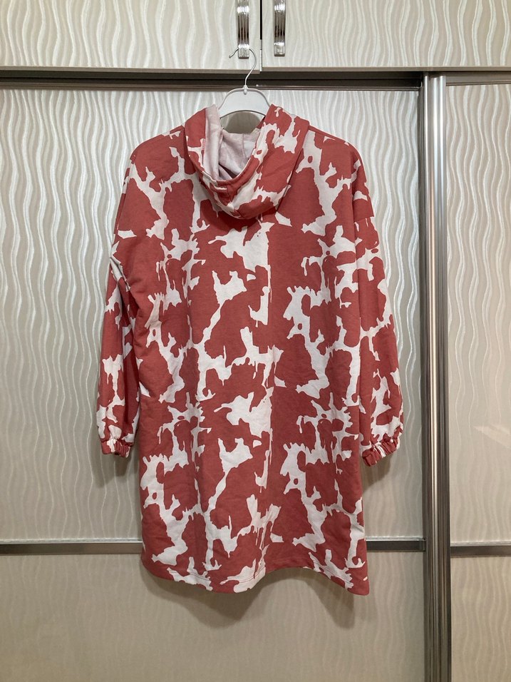 Kapüşonlu Kısa Bağlamalı Desenli Tunik - Görsel 2