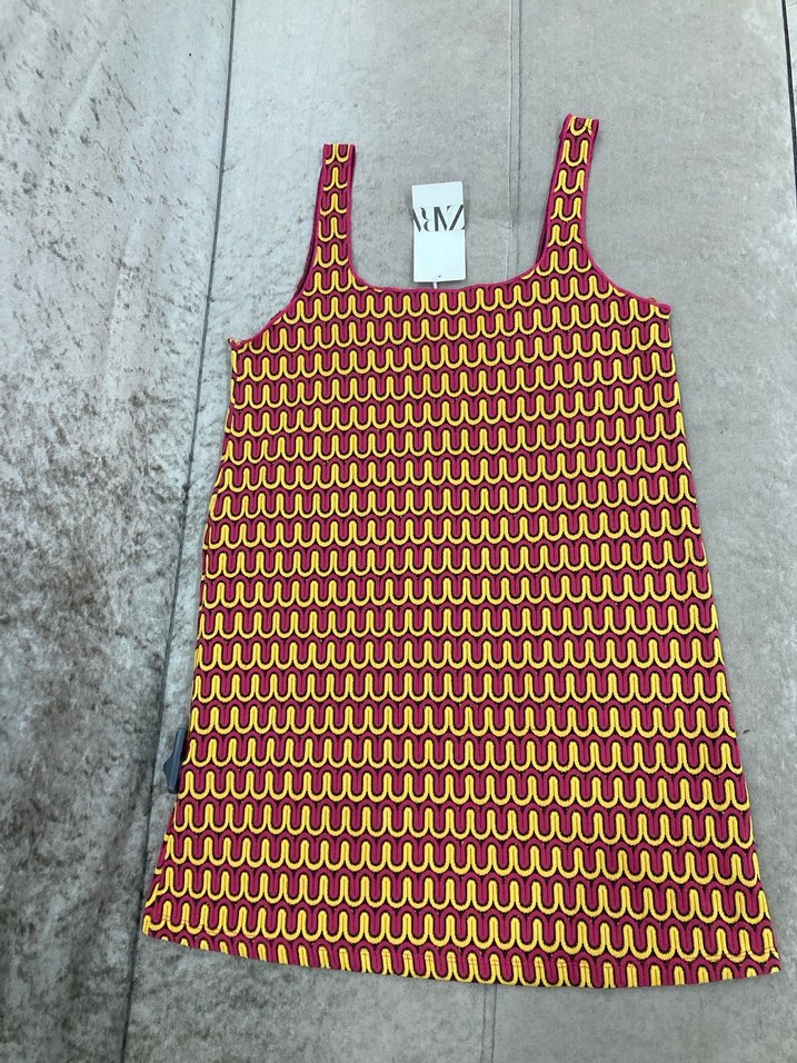 Renkli Örgü Kolsuz Mini Elbise - Görsel 2