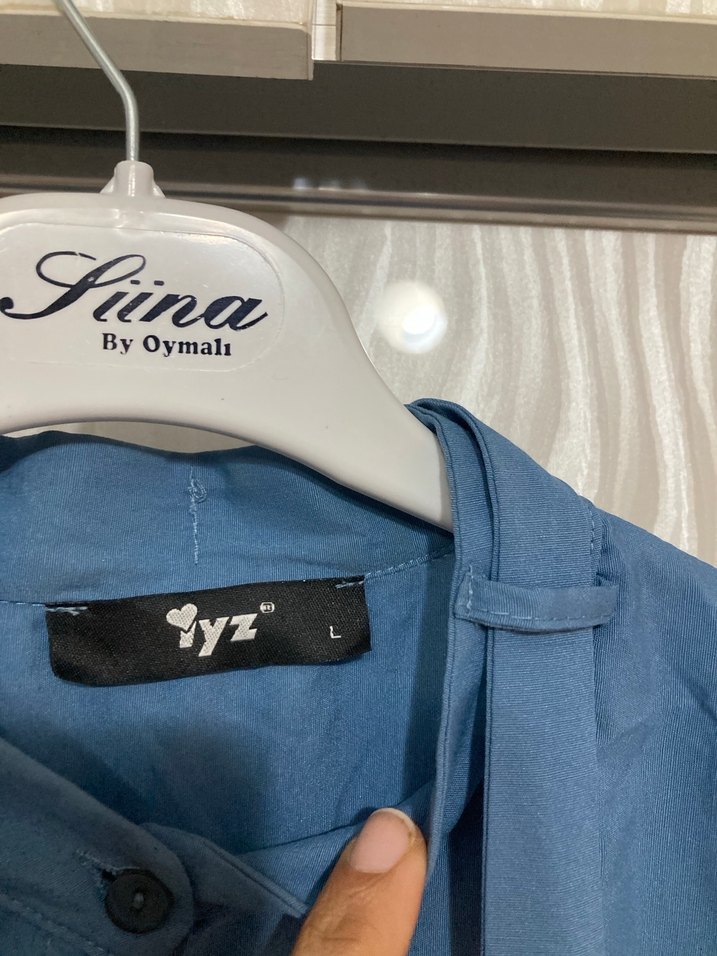 Mavi Uzun Kollu Bol Kesim Kadın Tunik - Görsel 4