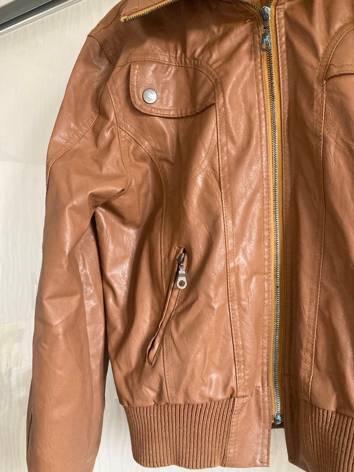 Kahverengi Deri Kemerli Kadın Ceket - Görsel 2