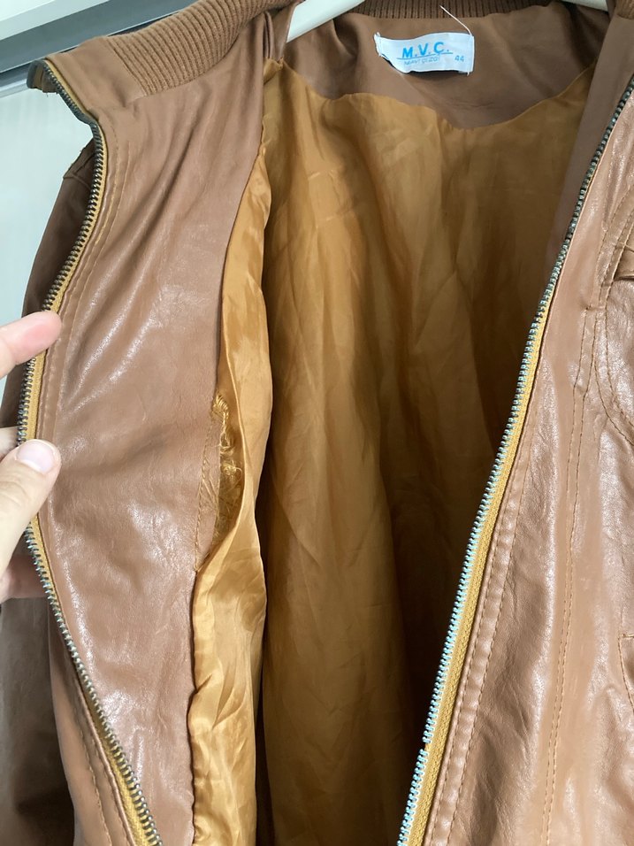 Kahverengi Deri Kemerli Kadın Ceket - Görsel 4