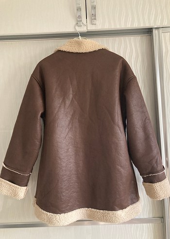 Kahverengi Süet Kürklü Midi Ceket - Görsel 5