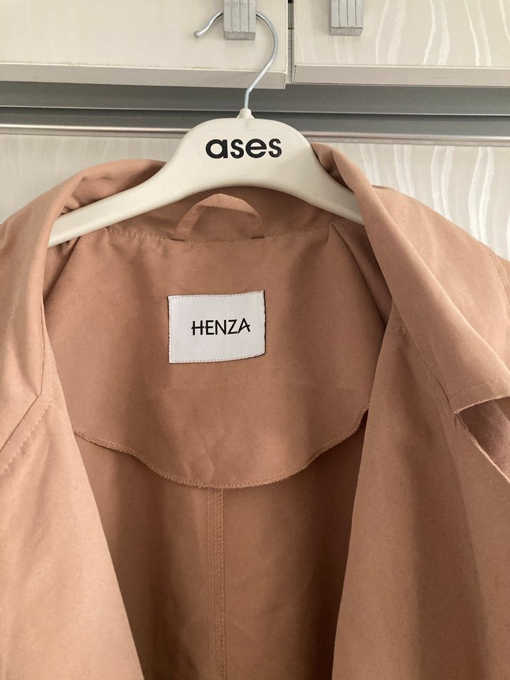 Bej Uzun Keten Kadın Trençkot - Görsel 4