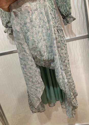 Bohem Uzun Yeşil Piliseli Elbise - Görsel 6