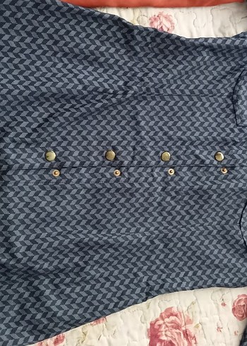 38 Beden lacivert Renk Düğmeli Lacivert Desenli Tunik