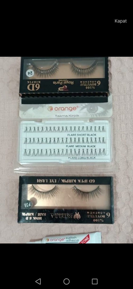 Bej Renkli Siyah Takma Kirpik ve Suya Dayanıklı Yapıştırıcı - Görsel 2