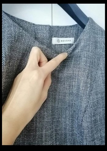 midi boy gri ofis elbise - Görsel 4