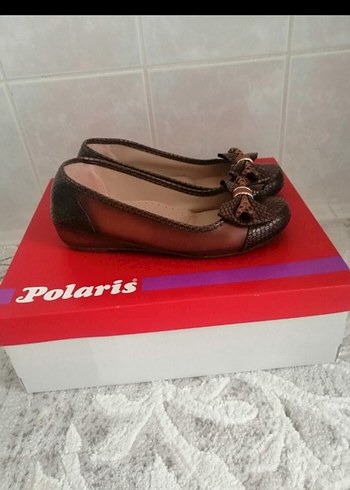 Polaris Kahverengi Yılan Desenli Dolgu Topuklu Kadın Babet