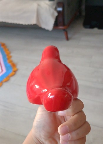Beden Parlak Kırmızı Seramik Kuş Figürü