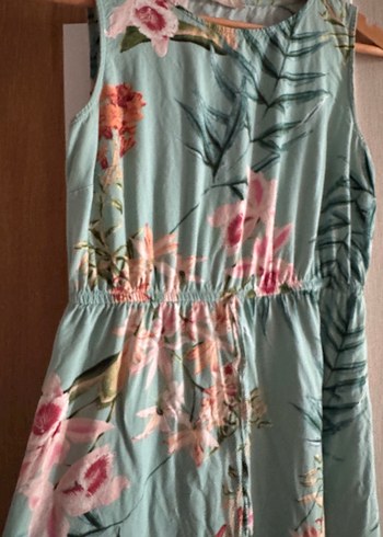 Uzun Turkuaz Bohem  Elbise - Görsel 3