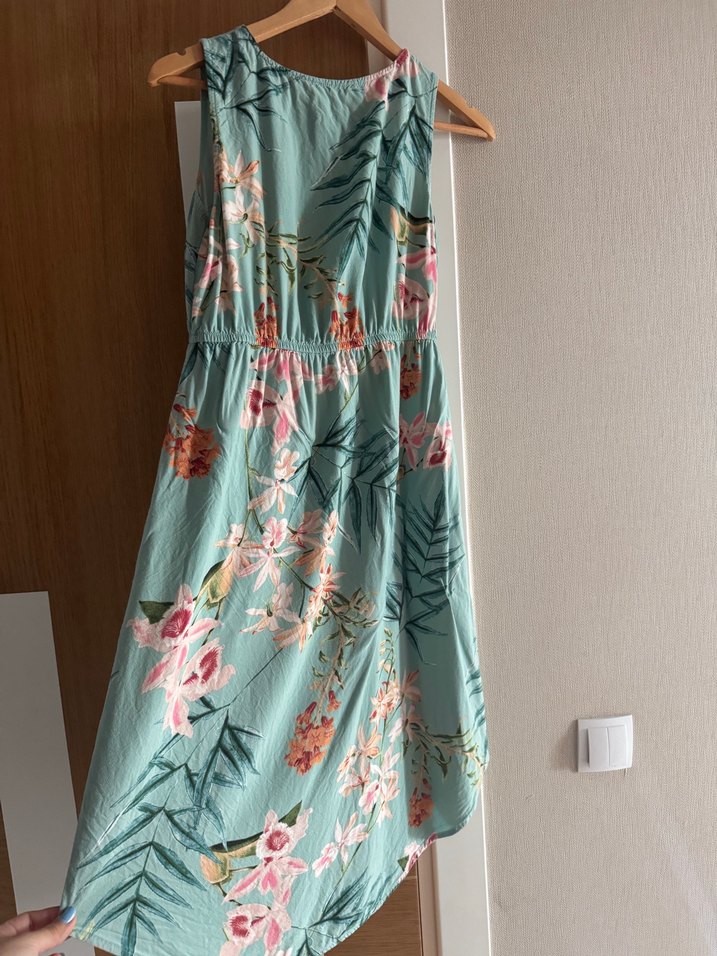 Uzun Turkuaz Bohem  Elbise - Görsel 4