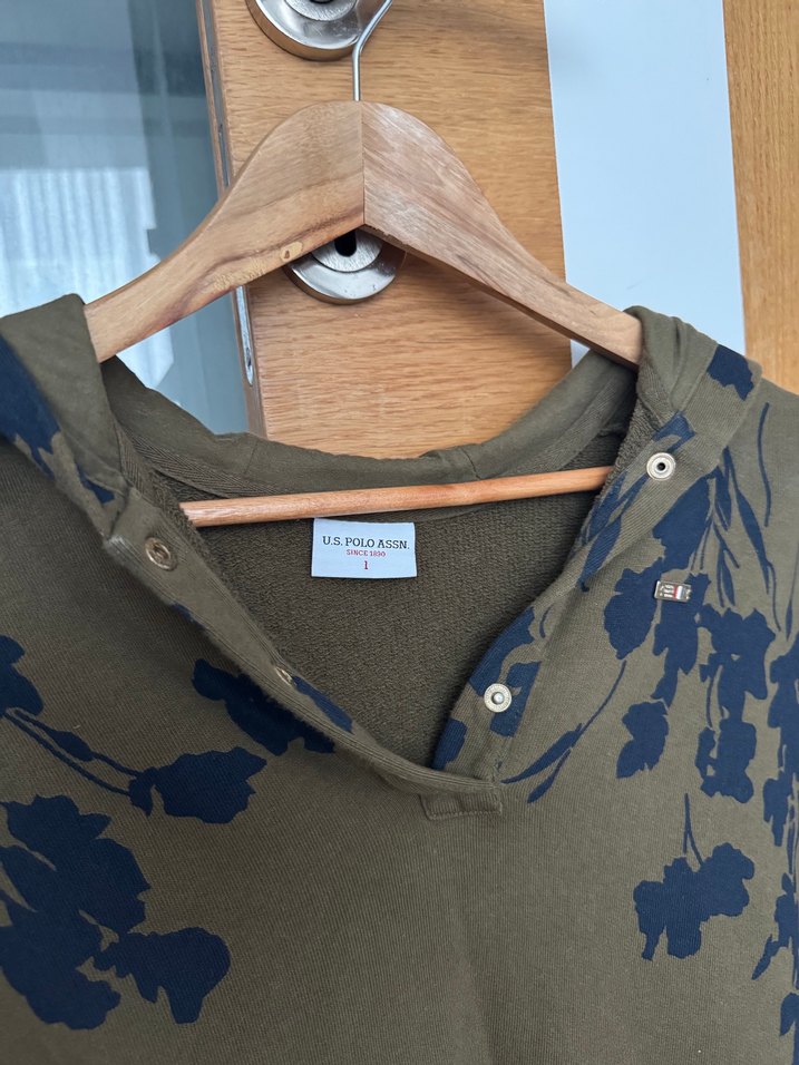 Lacivert çiçek desenli haki panço - Görsel 2