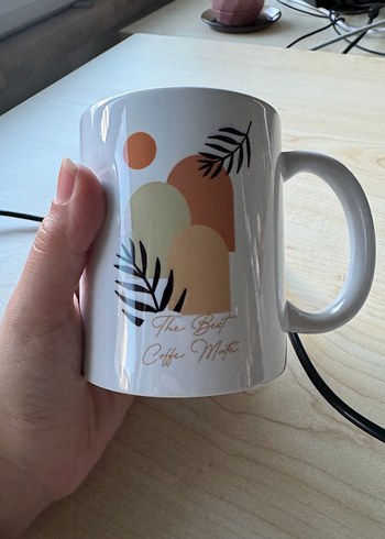 Pastel Desenli Beyaz Kahve Kupası