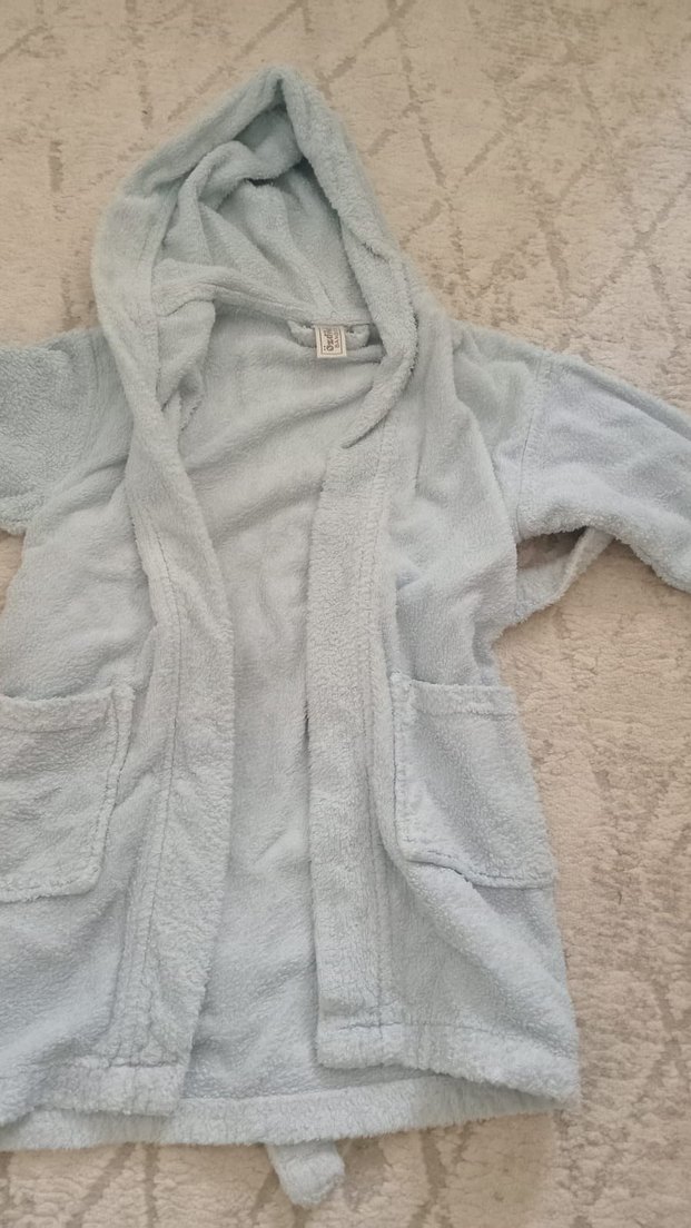 Erkek Çocuk Kapüşonlu Bornoz  Mavi - Görsel 2