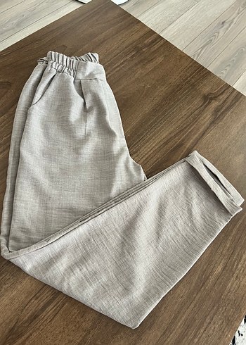 Bej Kadın Keten Kumaş Pantolon