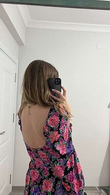 ZARA ÇİÇEK DESENLİ KEMERLİ ELBİSE - Görsel 3