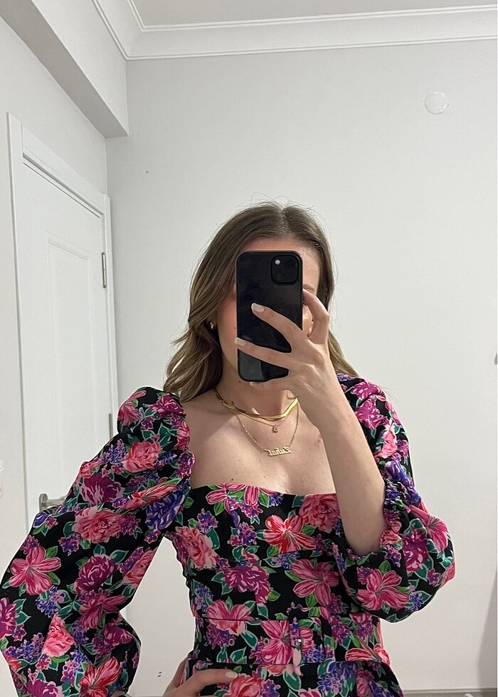 ZARA ÇİÇEK DESENLİ KEMERLİ ELBİSE - Görsel 2