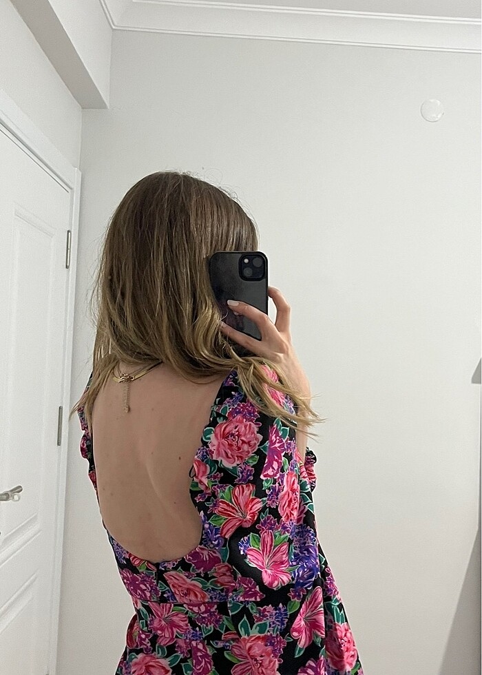 ZARA ÇİÇEK DESENLİ KEMERLİ ELBİSE - Görsel 3