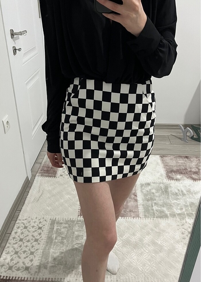 ZARA KARELİ MİNİ ETEK - Görsel 2