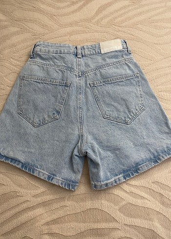 xs Beden Mavi Jeans Kadın Açık Mavi Bol Kesim Mini Denim Şort