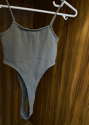xs Beden Zara Gri Midi İnce Askılı Kadın Bodysuit