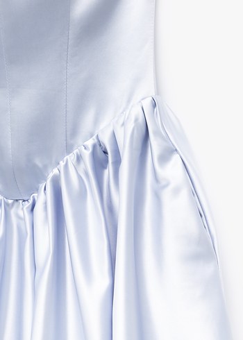 Zara KOTON Pastel Mavi Straplez Mini Elbise
