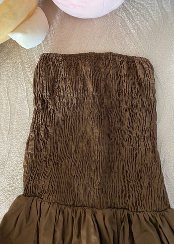 PULL AND BEAR, straplez balon etekli elbise - Görsel 2